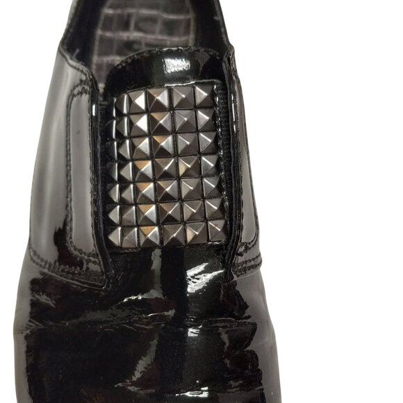 Sam Edelman Size 8 M Womens Kennedy Black Patent Leather Studded Slip On Loafers - Picture 2 of 13